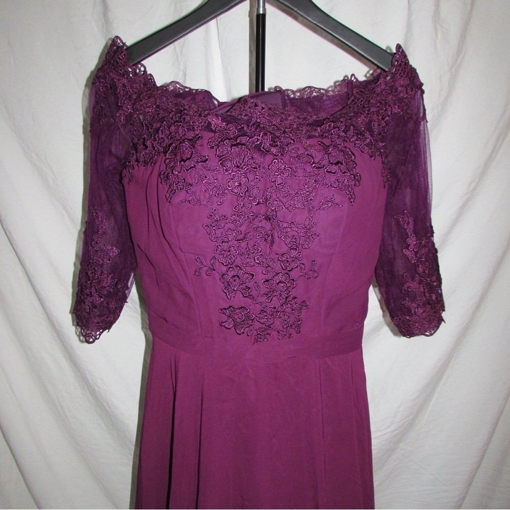 Elegant Purple Lace Wedding Dress - Picture 9 of 13
